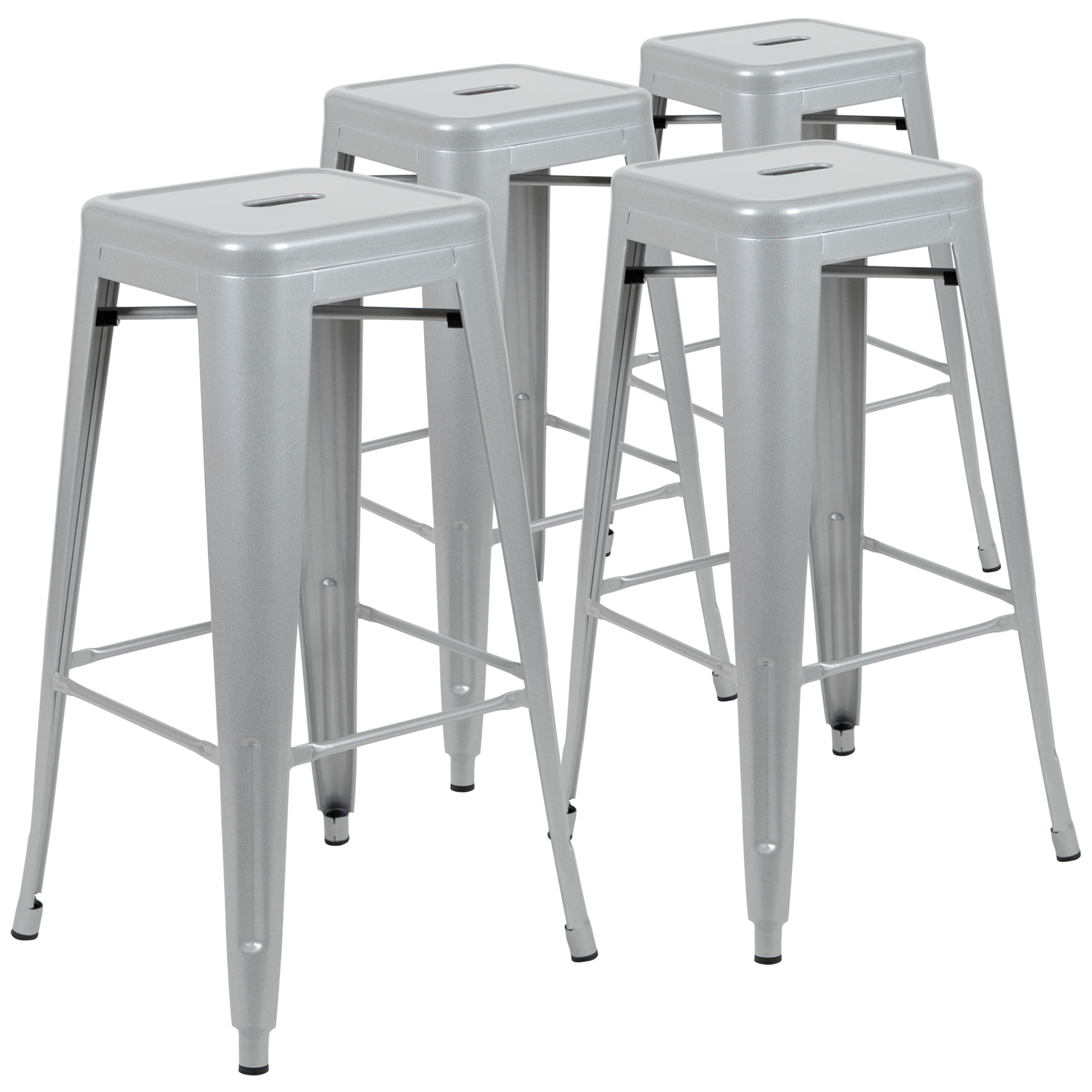 Flash Furniture, 4 Pack 30in. High Metal Indoor Bar Stool, Silver, Included (qty.) 4 Model# 4ET3132030SVR